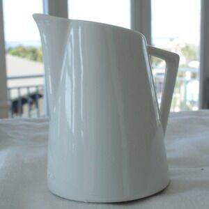 Vintage White Ceramic Creamer Pitcher with Handle and Spout
